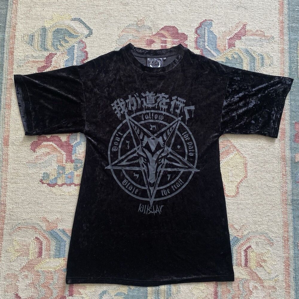 Killstar In2 Darkness Black Velvet T Shirt XS Pentagram Goth Punk Metal